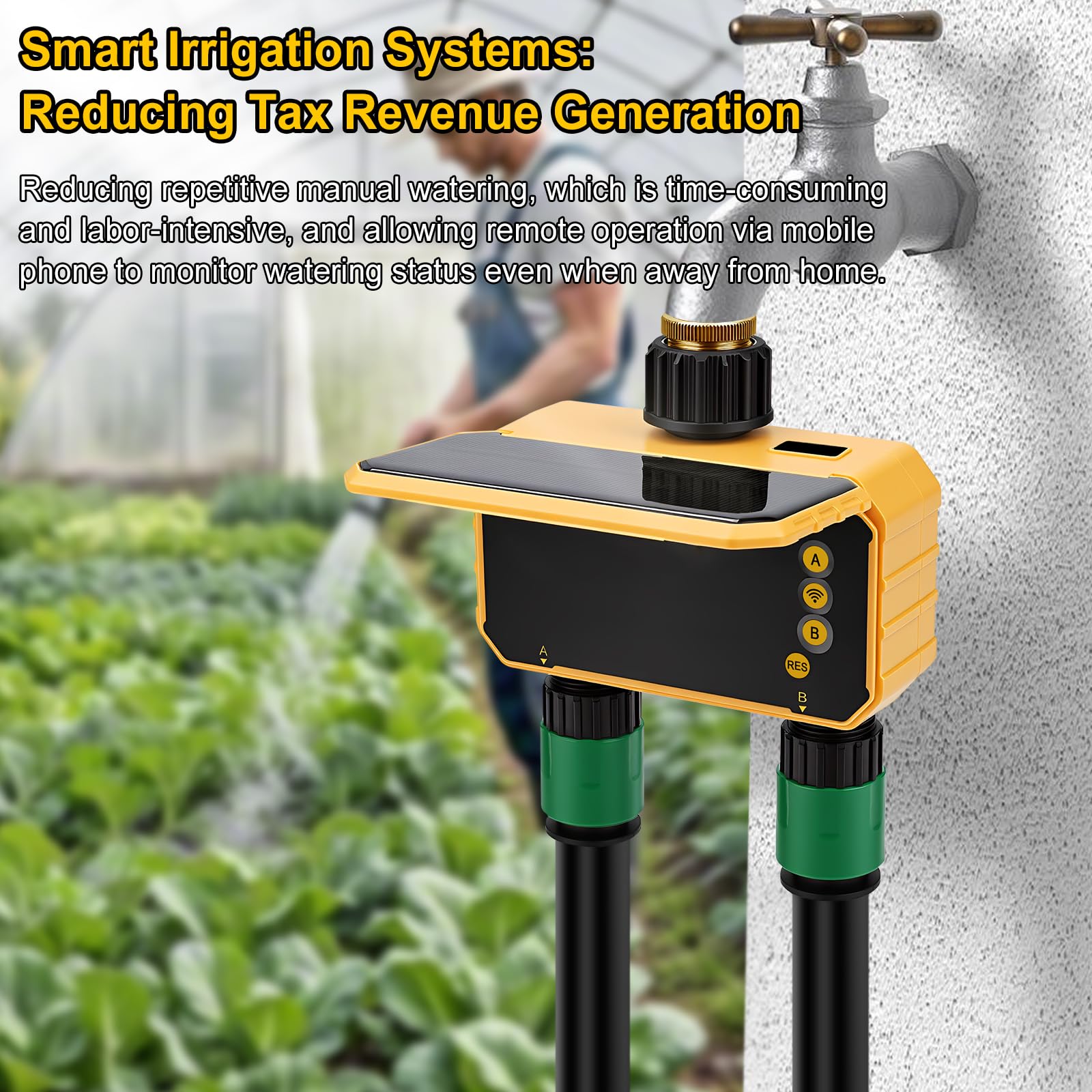 Timer intelligente WiFi, 500 mAh, irrigazione automatica da giardino con controllo app SmartLife, irrigatore manuale per ritardo della pioggia, irrigatore manuale per prato esterno (2 vie)