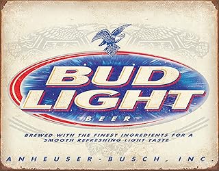 Bud Light Retro Tin Sign - Nostalgic Vintage Metal Wall Décor - Made in USA