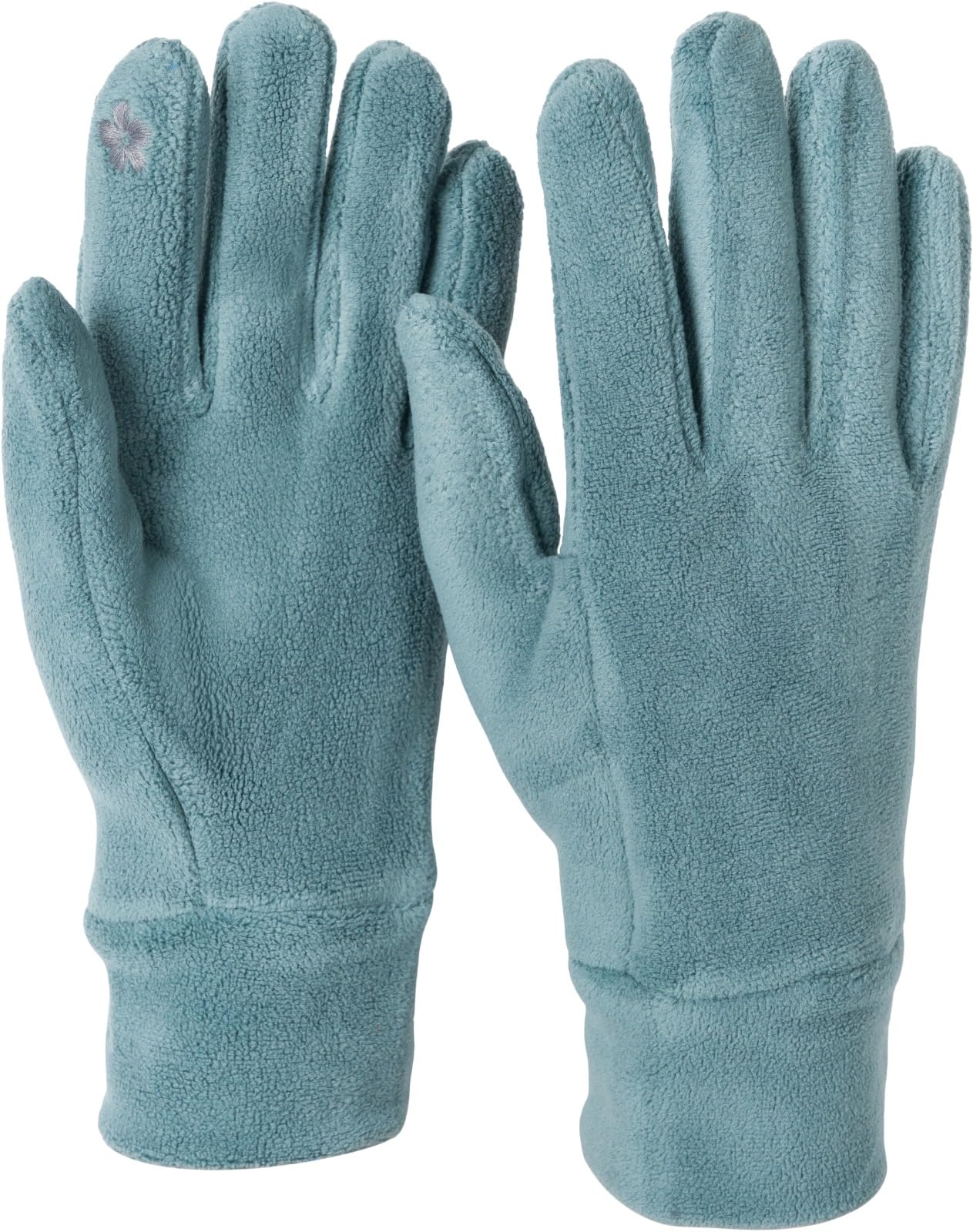 styleBREAKER Ladies Touchscreen Fleece Gloves Unicoloured, warm finger gloves, winter 09010047, Colour:Pigeon blue