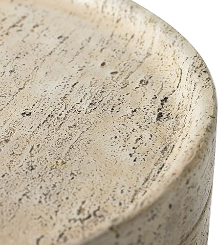 Miniatura 5 de SUNBURY Juego de 2 mesas auxiliares de concreto, mesa auxiliar para exteriores para patio, mesa auxiliar redonda de 14 pulgadas, mesa auxiliar