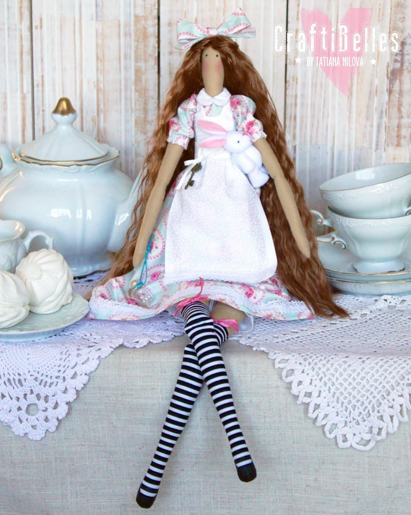 Handmade Decoration Doll"Alice in Wonderland", Fabric Doll