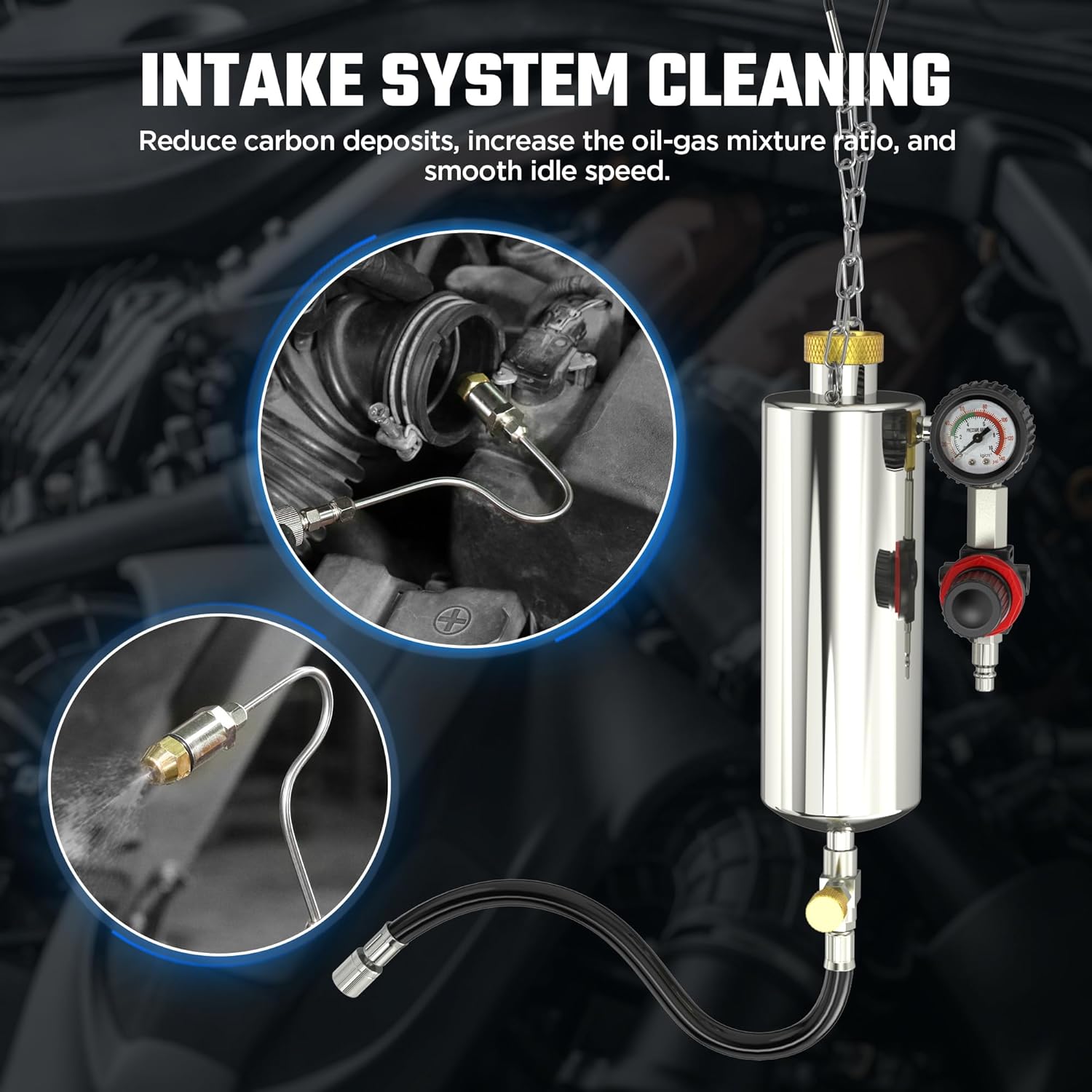 Fuel Injector Cleaner Kit, Non-dismantle Automotive Fuel System Cleaning Kit 1000ML 150PSI Fuel Injector Cleaning Kit for Gasoline Car Intake Valve/Throttle Body/Catalytic Converter Cleaning