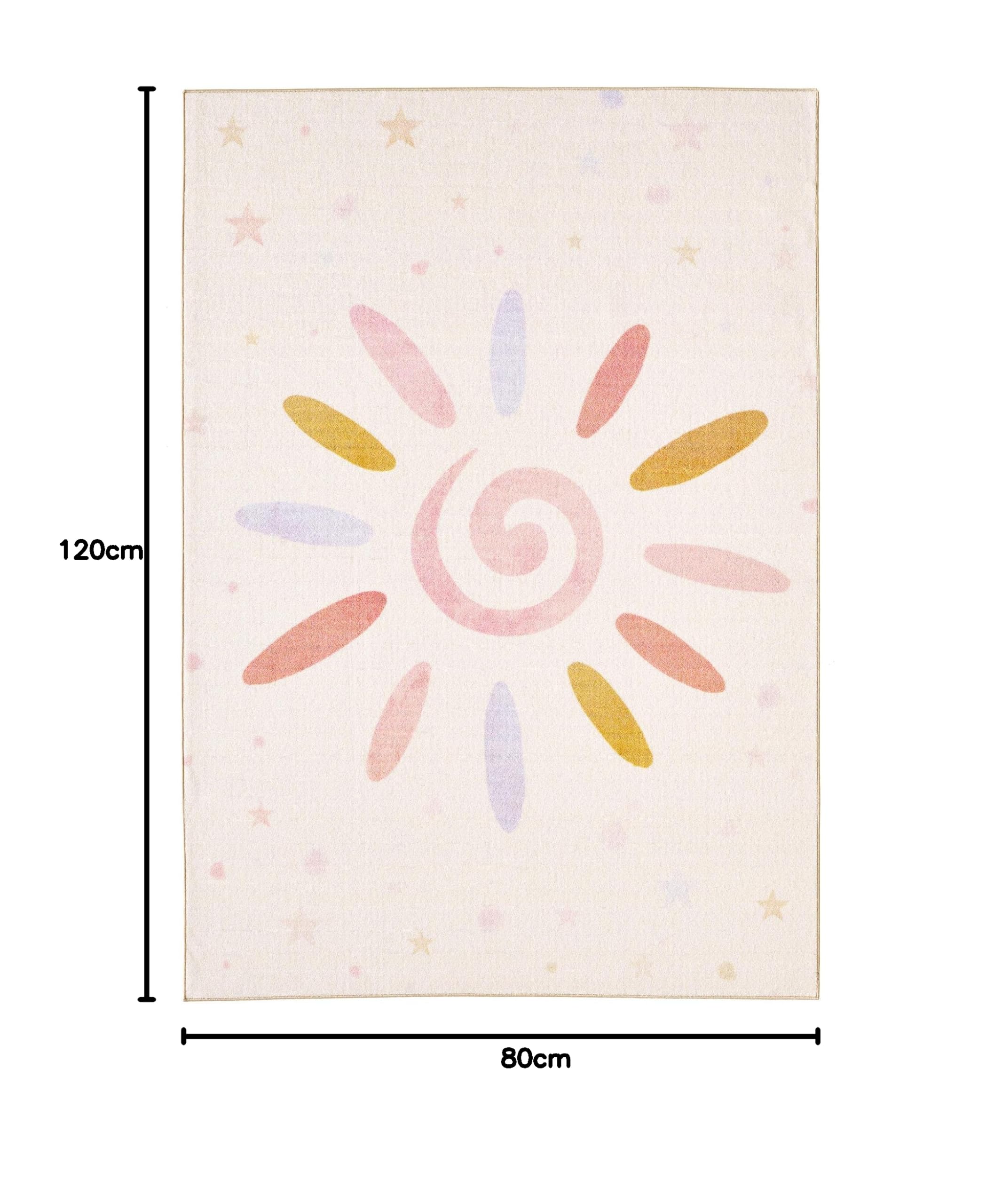 SIMPEX Alfombra para Habitación Infantil, Diseño de Sol, para Niños y Bebé, Color Crema, Lavable y Antideslizante, 80 x 120 cm
