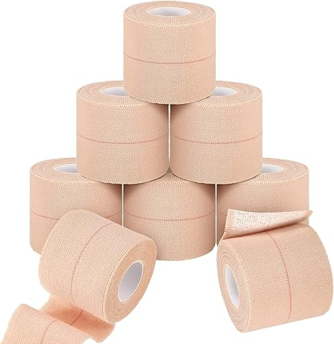 Tondiamo 8 rollos de cinta adhesiva elástica para vendaje médico, cinta deportiva deportiva, tiras elásticas flexibles para tobillo, rodilla,