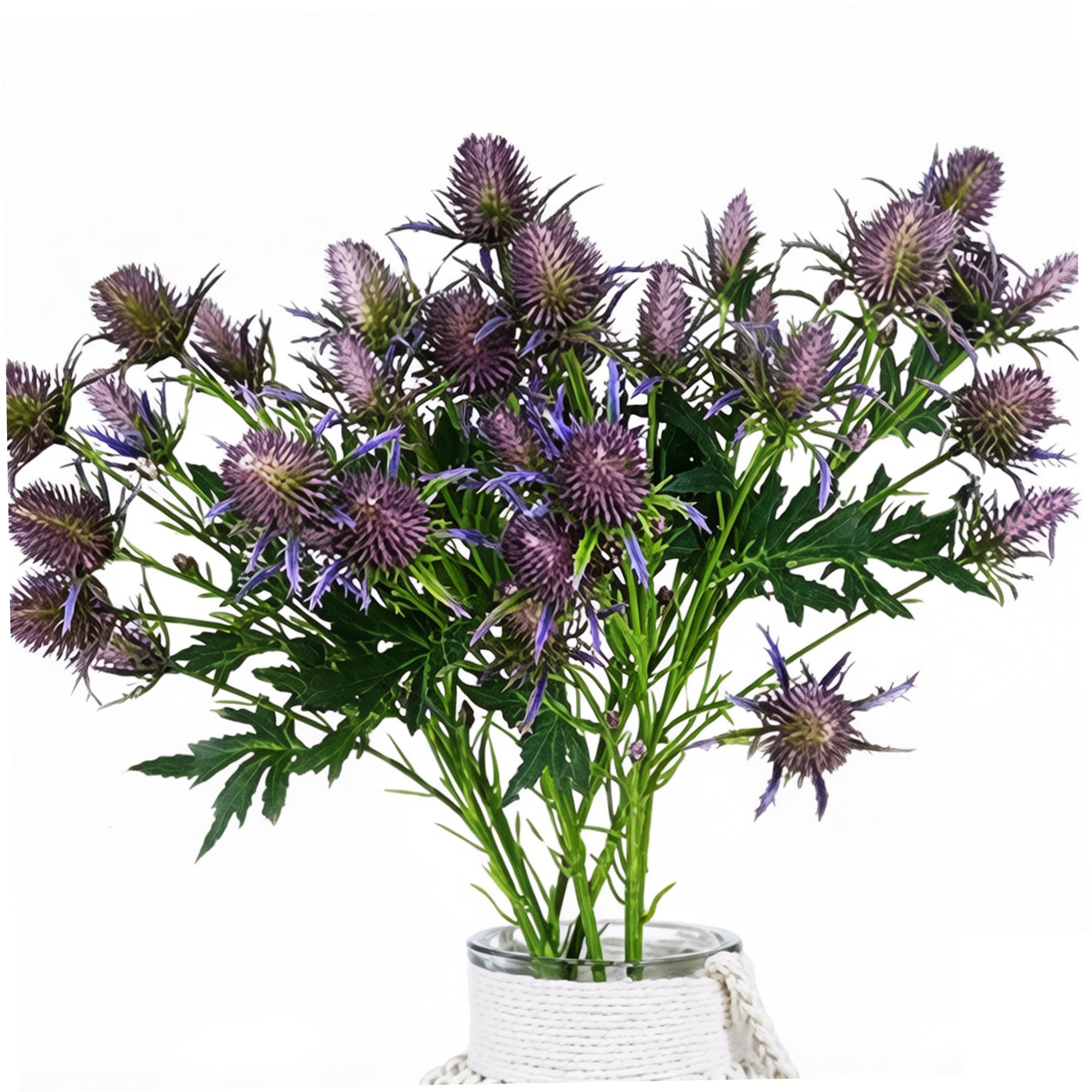 Chardon bleu artificiel bouquet de 8 pièces tiges d'éryngium pour déco