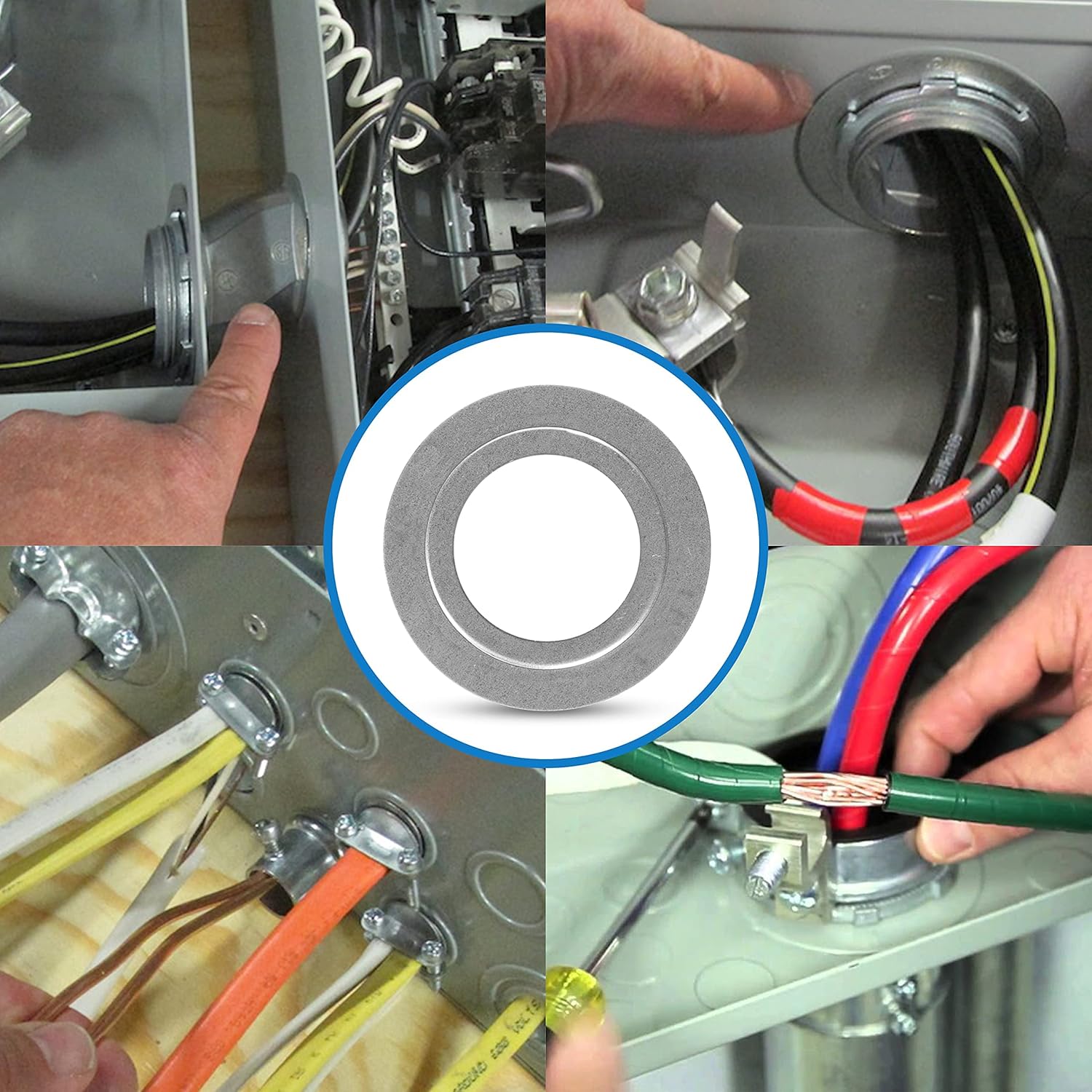 OHLECTRIC Reducing Washer 1¼ x ¾ Inches (50 Pack) Heavy Duty Galvanized Steel, Silver, Flat Washer, cULus Listed, Reduce Oversized Openings of Metal Outlet Box