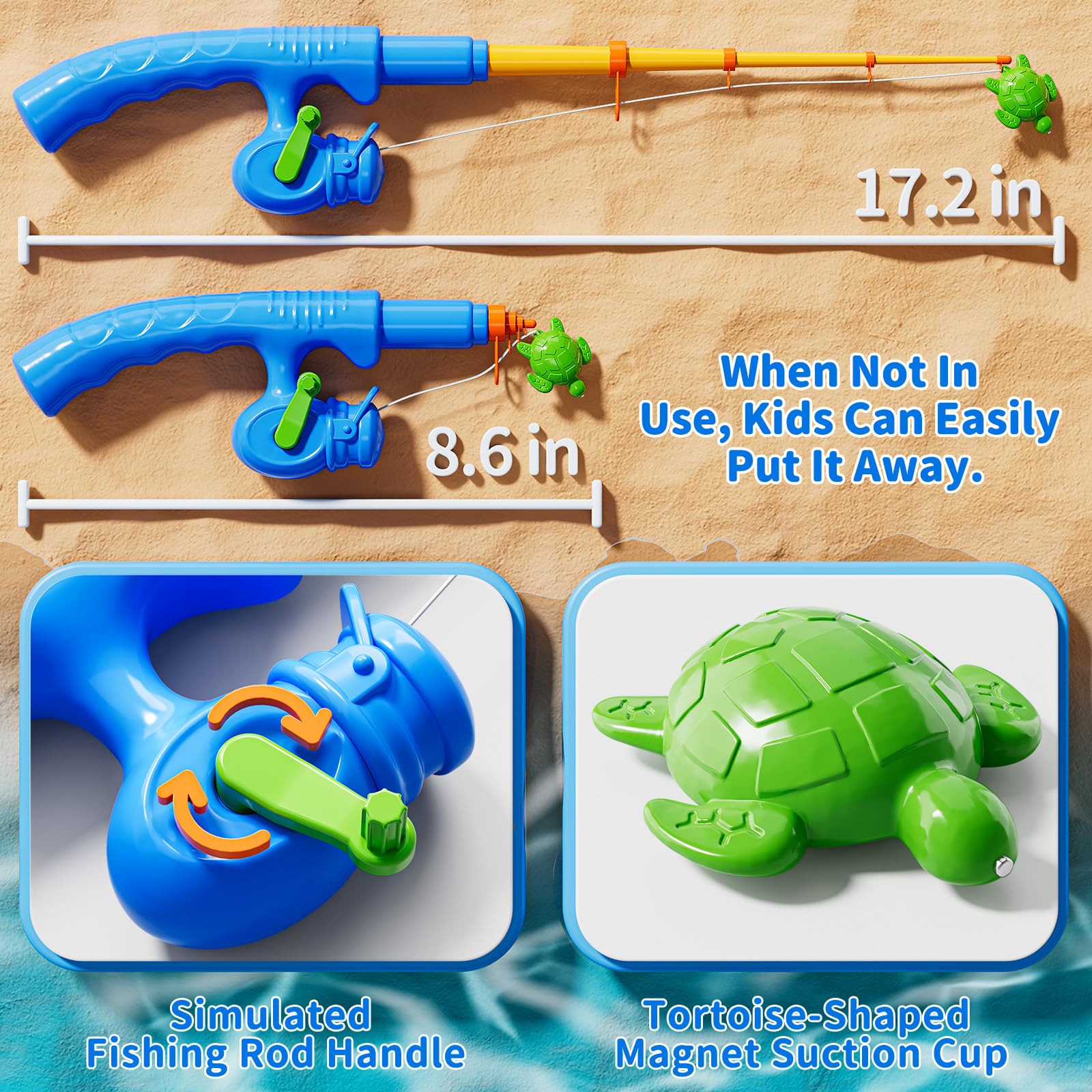 DULONIME Magnet Fishing Game for Kids 3-5 4-8, Fish Toys for Kids 3-5, Bathtub Floating Fishing Pole, Water Table Pool - Image 3