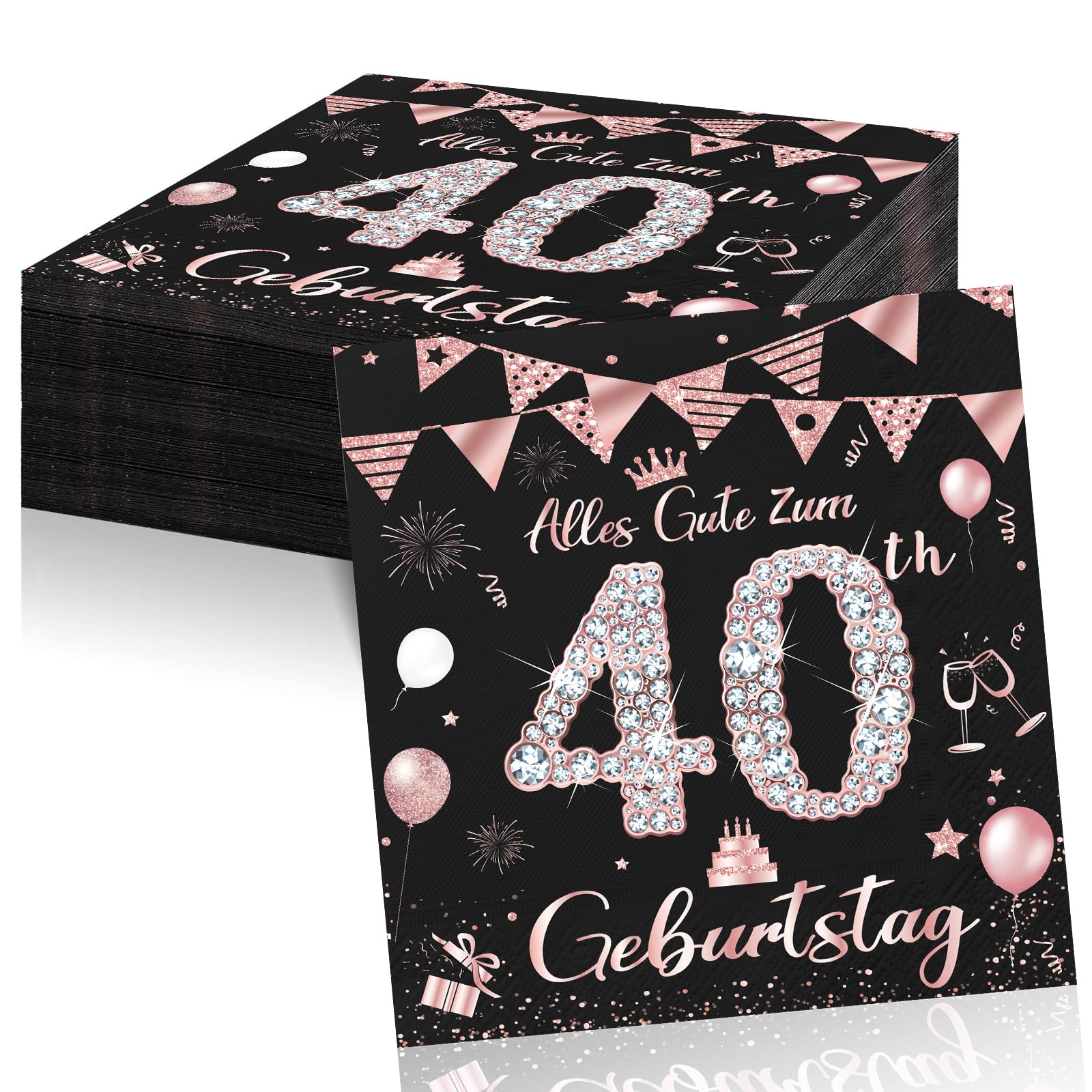 Geburtstagsdeko Servietten,Schwarz Gold Papier Party Servietten Tischdeko