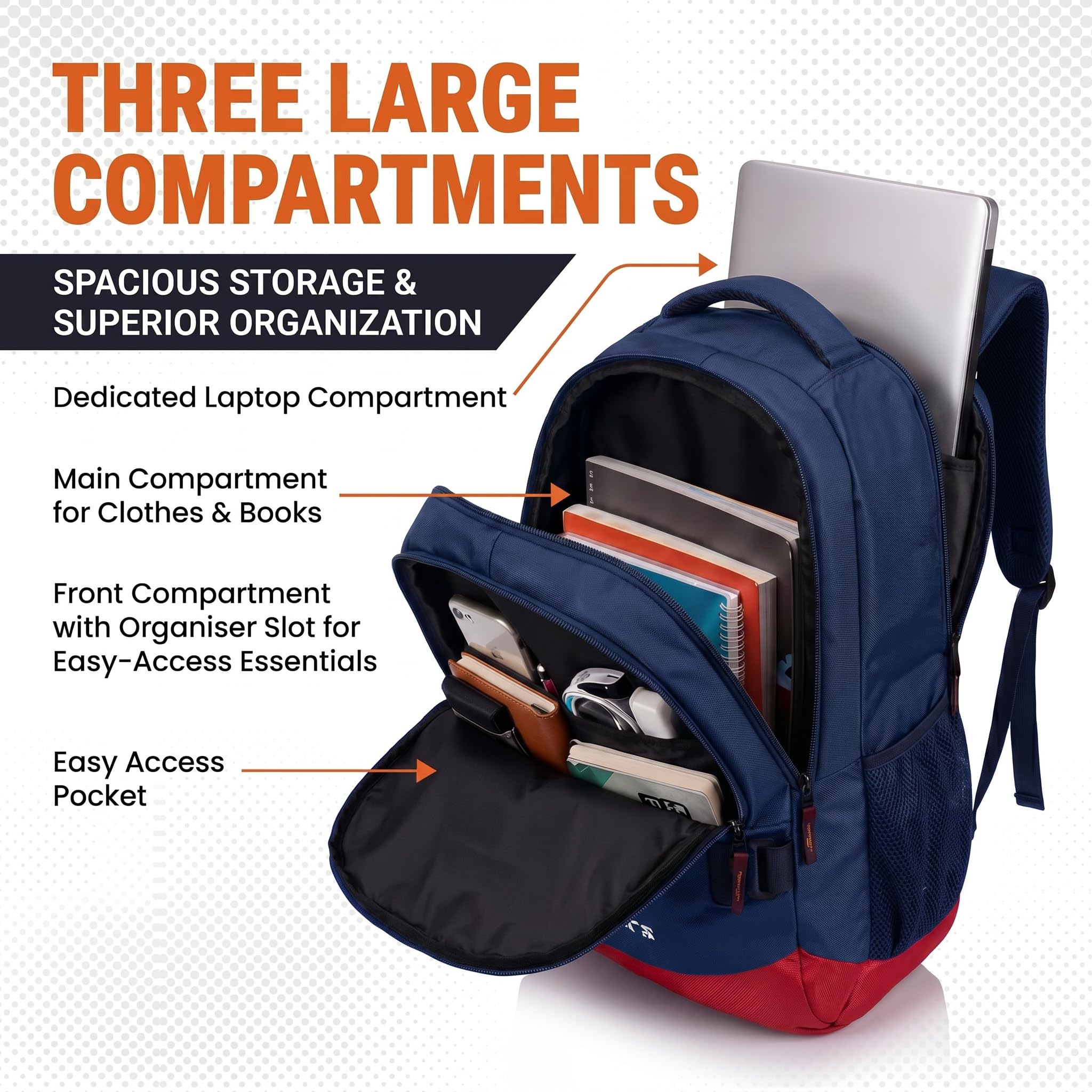 Lunar's Bingo - 48 L Laptop Bag | School bag for boys | Laptop bag 15.6 inch | Water Resistant Laptop Backpack | College bag | Office backpack for men | Travel backpack with 1 Year Warranty 1