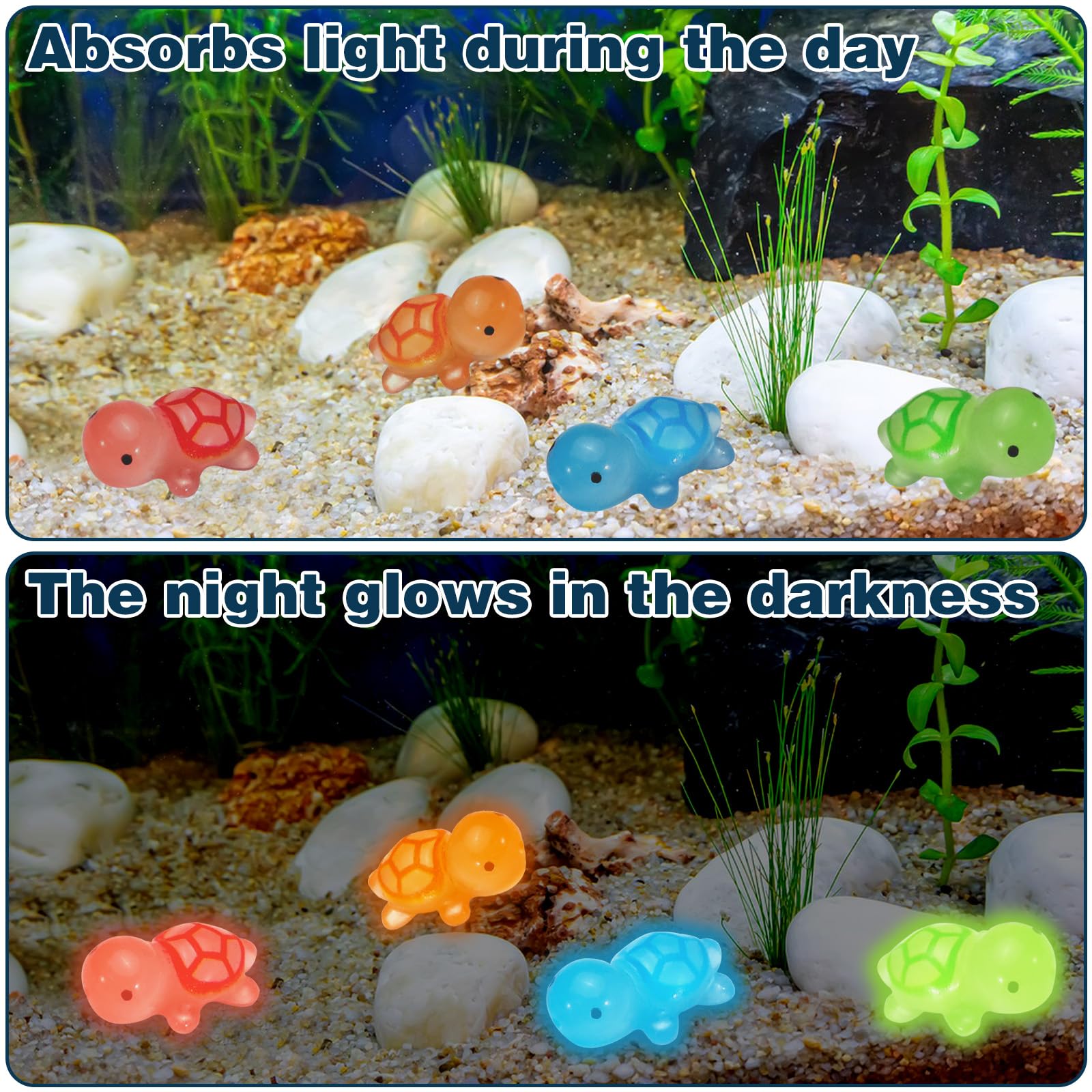 60 Mini Tartarughe Marine Che Si Illuminano Al Buio - Multicolore, 2,3 Cm, Per Giardino E Fai Da Te