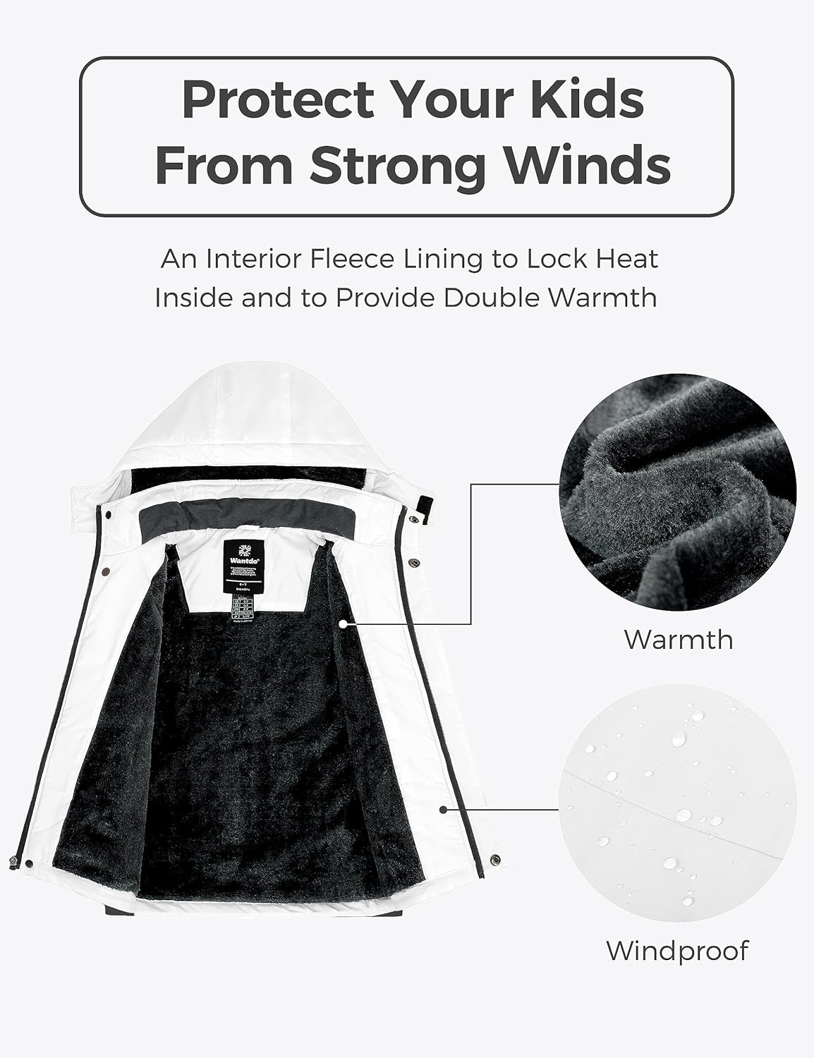 wantdo Boy's Ski Jacket Warm Fleece Winter Coat Waterproof Snow Jacket Rain Coat - Image 5