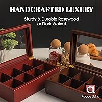Vista 6 de Caja de té – Organizador de bolsas de té de madera de lujo de The Apace Premier Collection – Contenedor de almacenamiento de té de 6 compartimentos