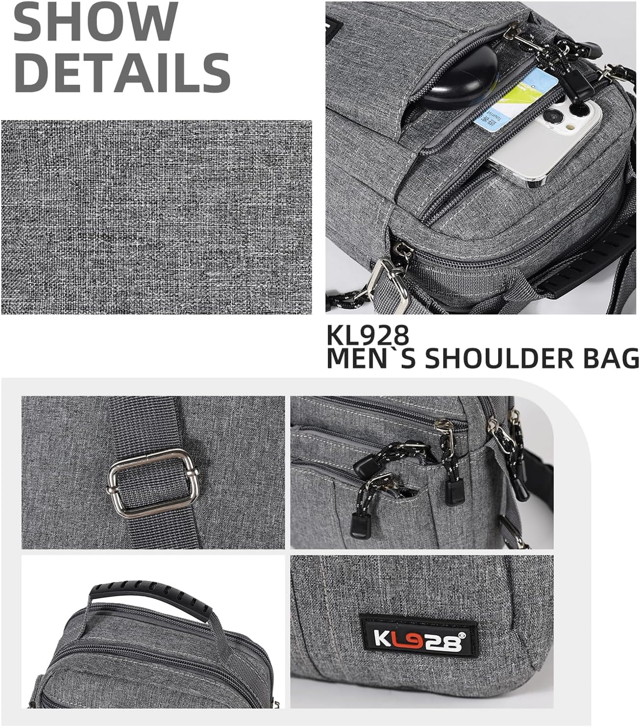 KL928 Men's Messenger Bag - Crossbody Shoulder Bags Travel Bag Man Purse Casual Sling Pack for Work Business - Image 5