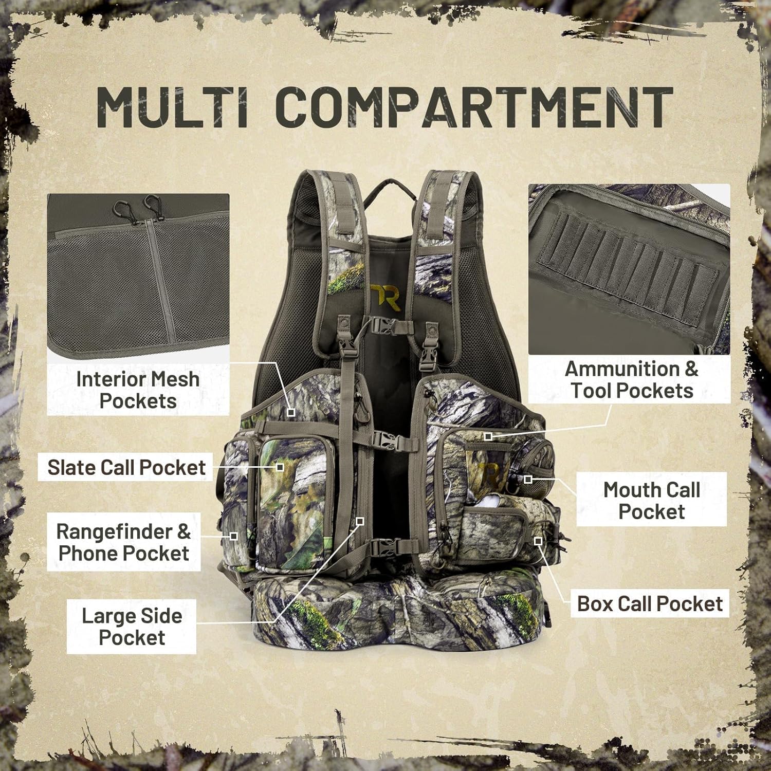 Turkey Vest for Hunting with Seat, Hunting Vest with Kick Stand and Game Pouch, for Men Women Camo - Image 3