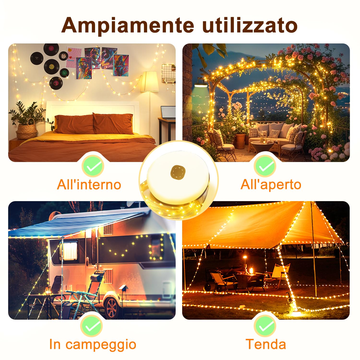 Jsdoin Catena luminosa da campeggio arrotolabile, per esterni, con