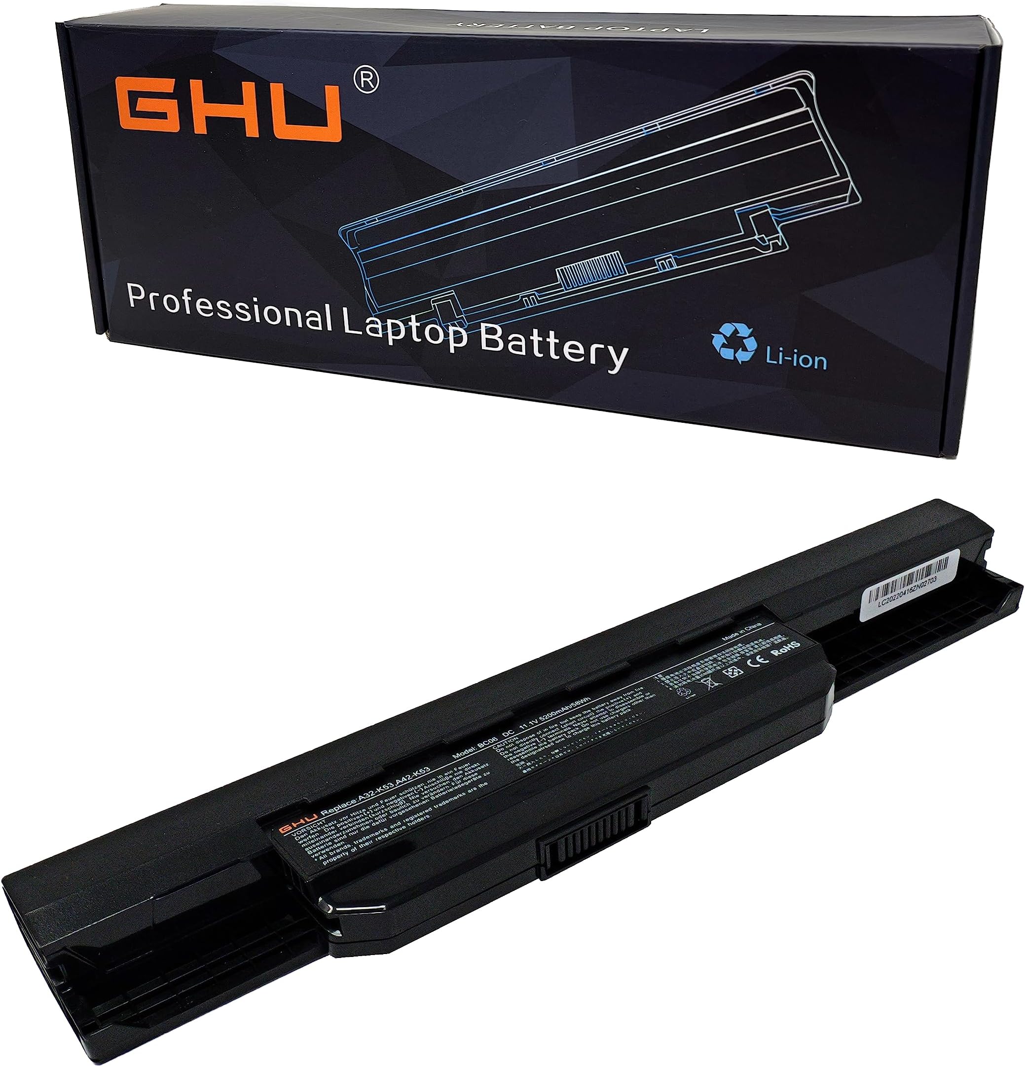 GHU New Laptop Battery for Asus A53 K53 K54 K84 K93 N53 A31-K53 A32-K53 A41-K53 A42-K53 A43EI241SV-SL 10.8V 5200mAh Fit Models A43 A45 A83 A84 K43 K53 P43 P43S P53 X43 X44 X54 X84 X84H 58 WH