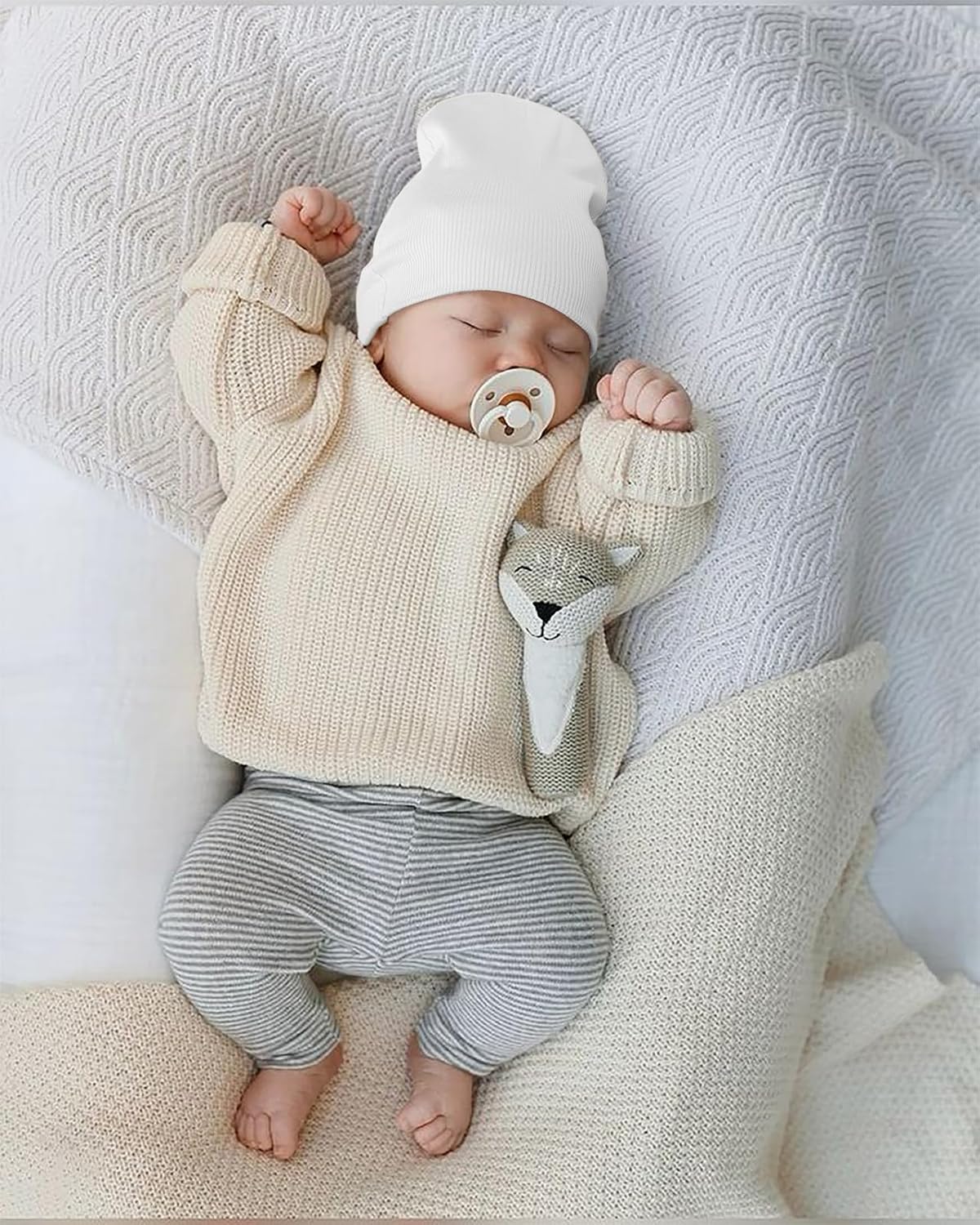 Newborn Baby Hats and Mittens Set for Unisex Infant Toddler Soft Beanie Hat Newborn Hospital Hats for Boys Girls 0-6 Months - Image 5