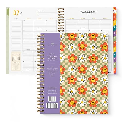 2024-2025 Planner by Bright Day, 8.75" x 7.25" Daily Planner, July 2024 - June 2025, Weekly Agenda Academic Planner 2024-2025, Monthly Tabs, Vertical View, Twin Wire Binding, Pocket Folder