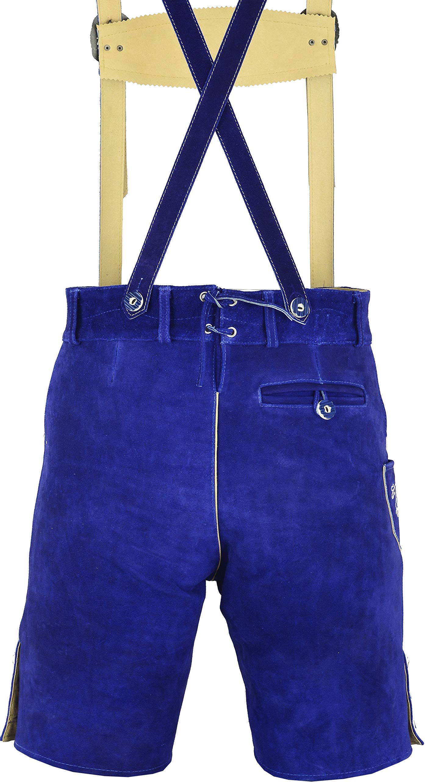 Herren Trachten Lederhose mit Träger Trachten Lederhose Hosenträger,Echtes Leder Herren Kurz Oder Lang Kniebund Bayerische Traditionelle Echt Lederhose Oktoberfest (Gr.46-60)