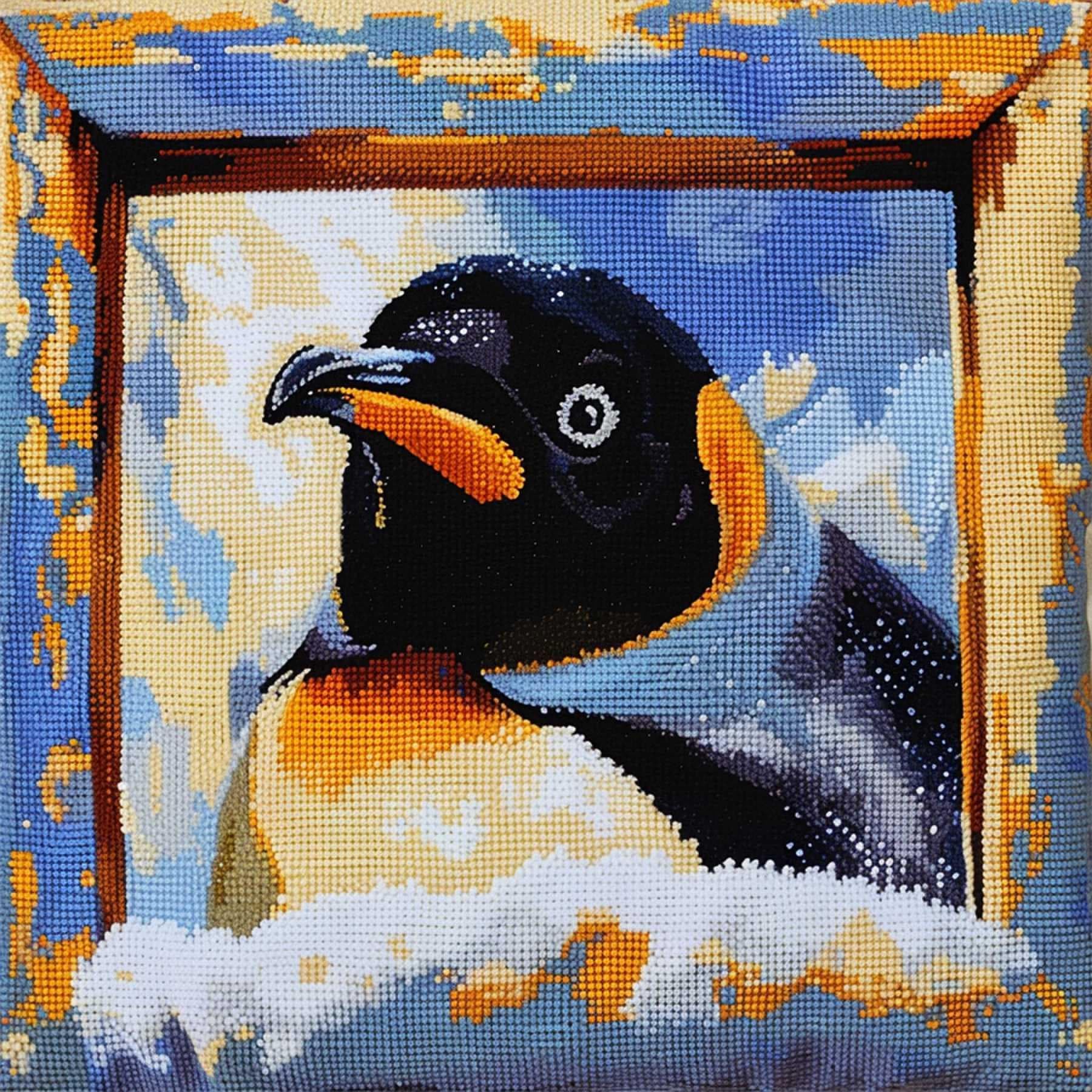 WallustrioaW Latch Hook Cushion Pillow Cover kit for Adults,Animal Penguin