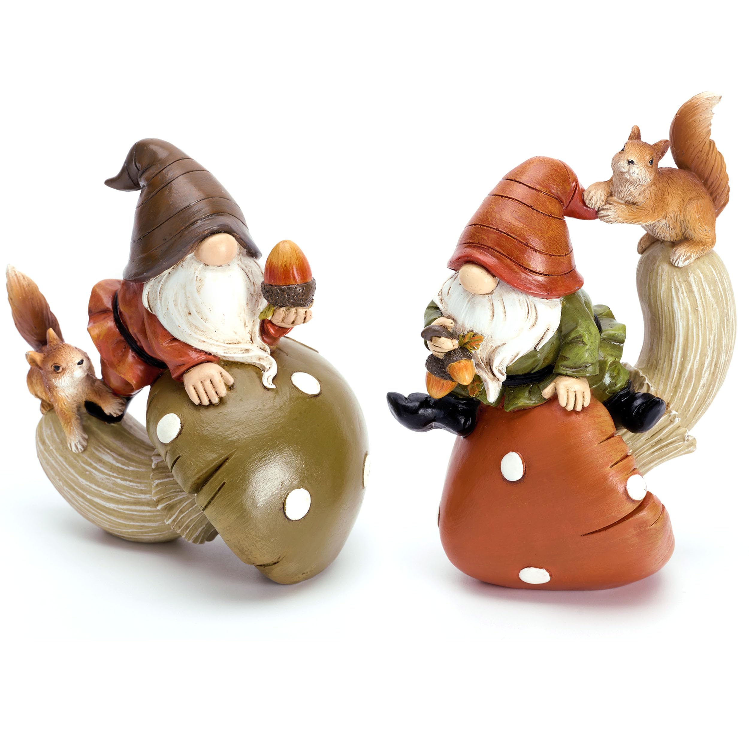 Valery Madelyn Juego de 2 adornos de otoño Gonks, gnomos de otoño con ardilla y piña de pino, decoración de cosecha para el hogar, sala de estar, ventana, jardín al aire libre, 12,5 cm/13 cm