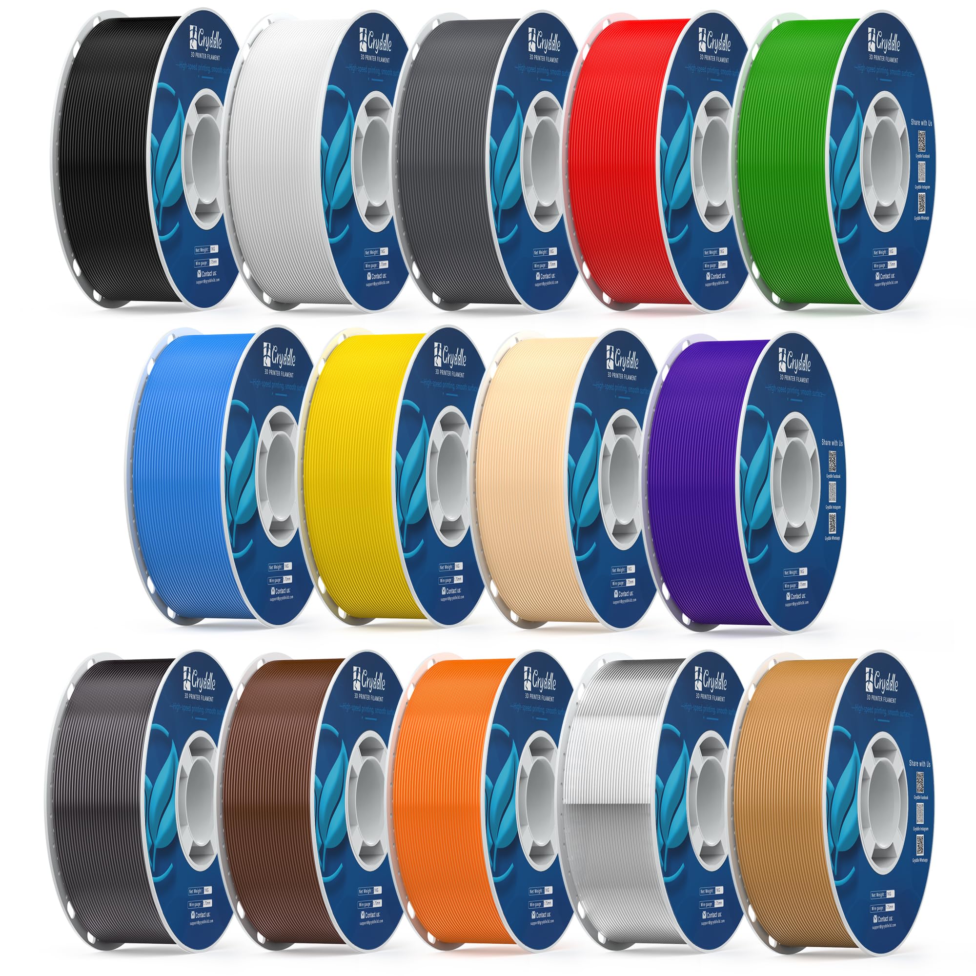 PETG-Filament, 14 kg, Farbmix-Bundle – 14 Rollen, 1,75 mm ±0,02 mm, hohe Präzision, hohe Zähigkeit und Hitzebeständigkeit, kompatibel mit FDM-3D-Druckern