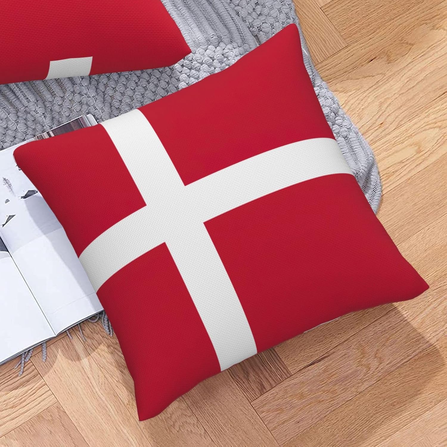 Danish Flag Imitation Linen Pillowcase -2 Sets, Fashionable Home Decoration, Used for Sofas, Gardens, beds