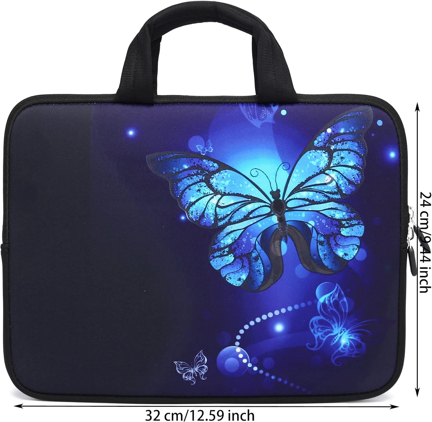 11 11.6 12 12.1 12.5 inch Laptop Carrying Bag Chromebook Case Notebook Ultrabook Bag Tablet Cover Neoprene Sleeve for Apple MacBook Air Samsung Google Acer HP DELL Lenovo Asus (Blue Butterfly) - Image 4
