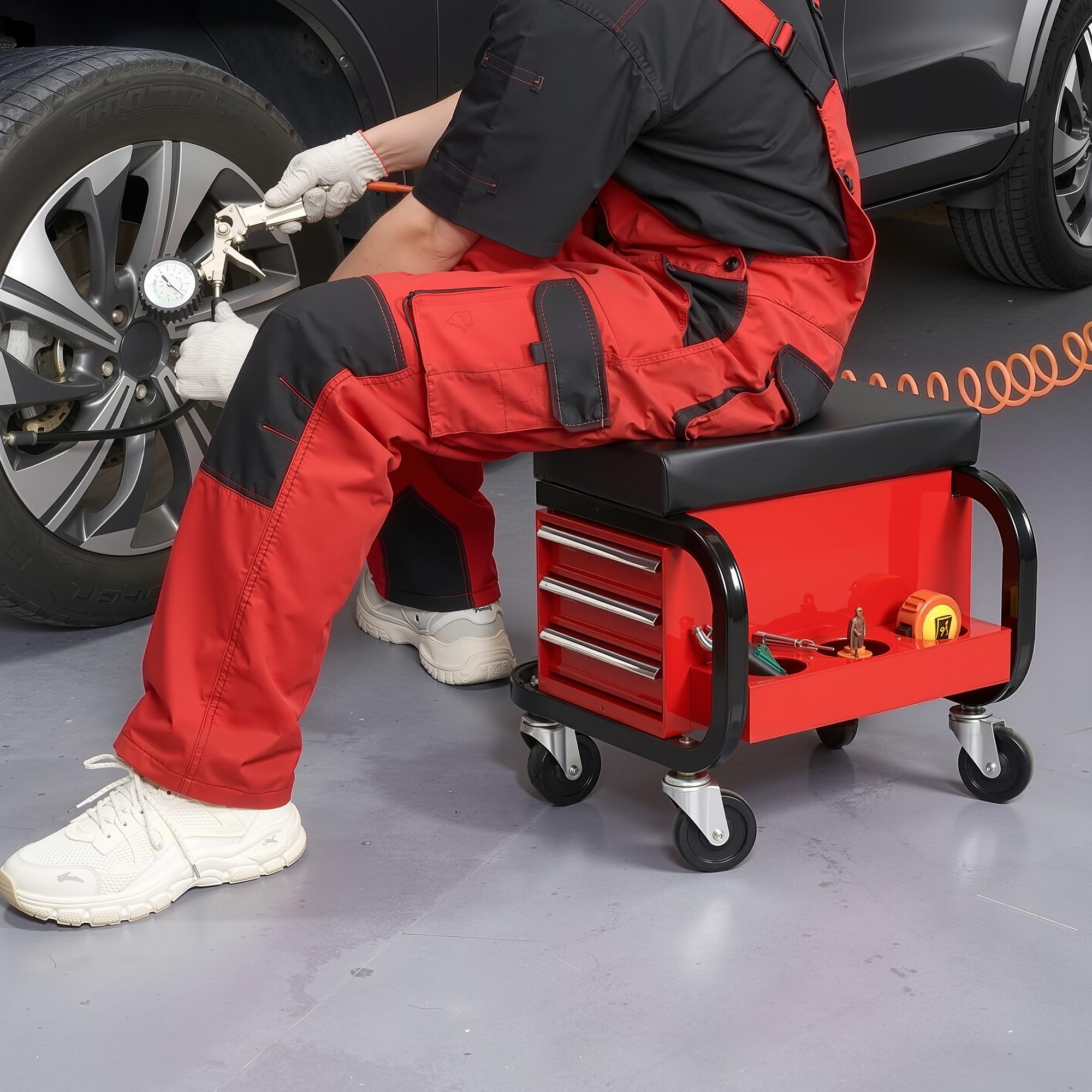TANKSTORM Tool Box Roller Seat - Garage Shop Seat -9