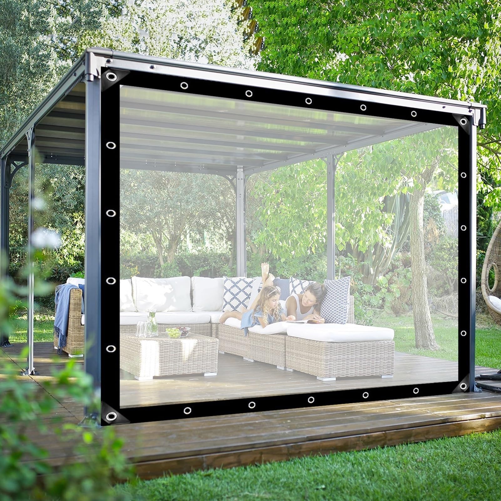 Produktbild von Wasserdichte Plane 2x2m Mit Ösen PE Transparente Abdeckplane 2x2 M