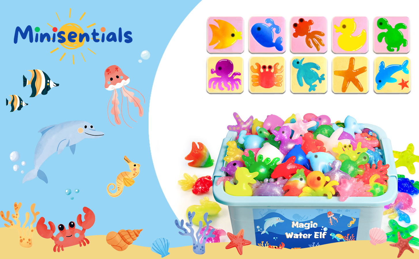 Vibbang Magic Water Elf Toy, Kit Creativo 3D Aqua Gelz Set, Magico Elfo Dell'Acqua, Fai da te Colorato Creatura Marina, Educativi Giocattolo Acquatico Fatto Mano per Ragazzi Ragazze (A