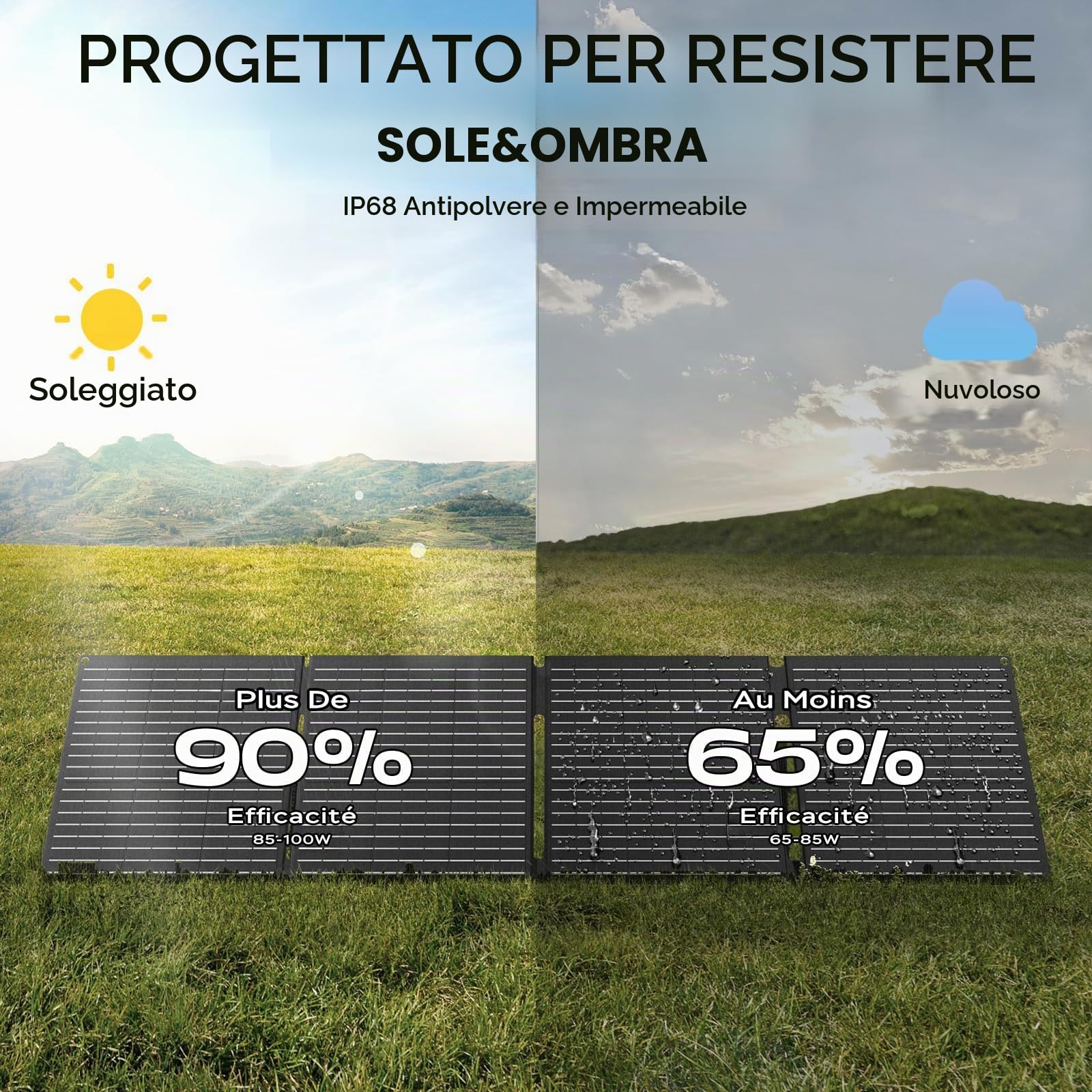 MARBERO 24.000mAh Gruppo Elettrogeno Portatile & Pannello Solare Pieghevole 100W, Generatore Solare con Spina 120W (Picco), USB QC3.0 e DC, Ricarica Rapida, per Emergenza Casa Campeggio Viaggi Outdoor