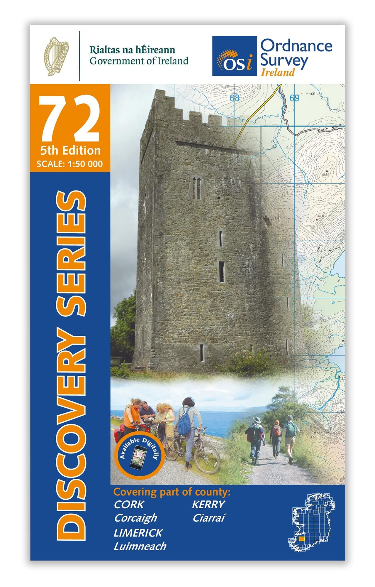 County Cork, Kerry and Limerick Map | Ordnance Survey Ireland | OSI Discovery Series 72 | Ireland | Walks | Hiking | Maps | Adventure