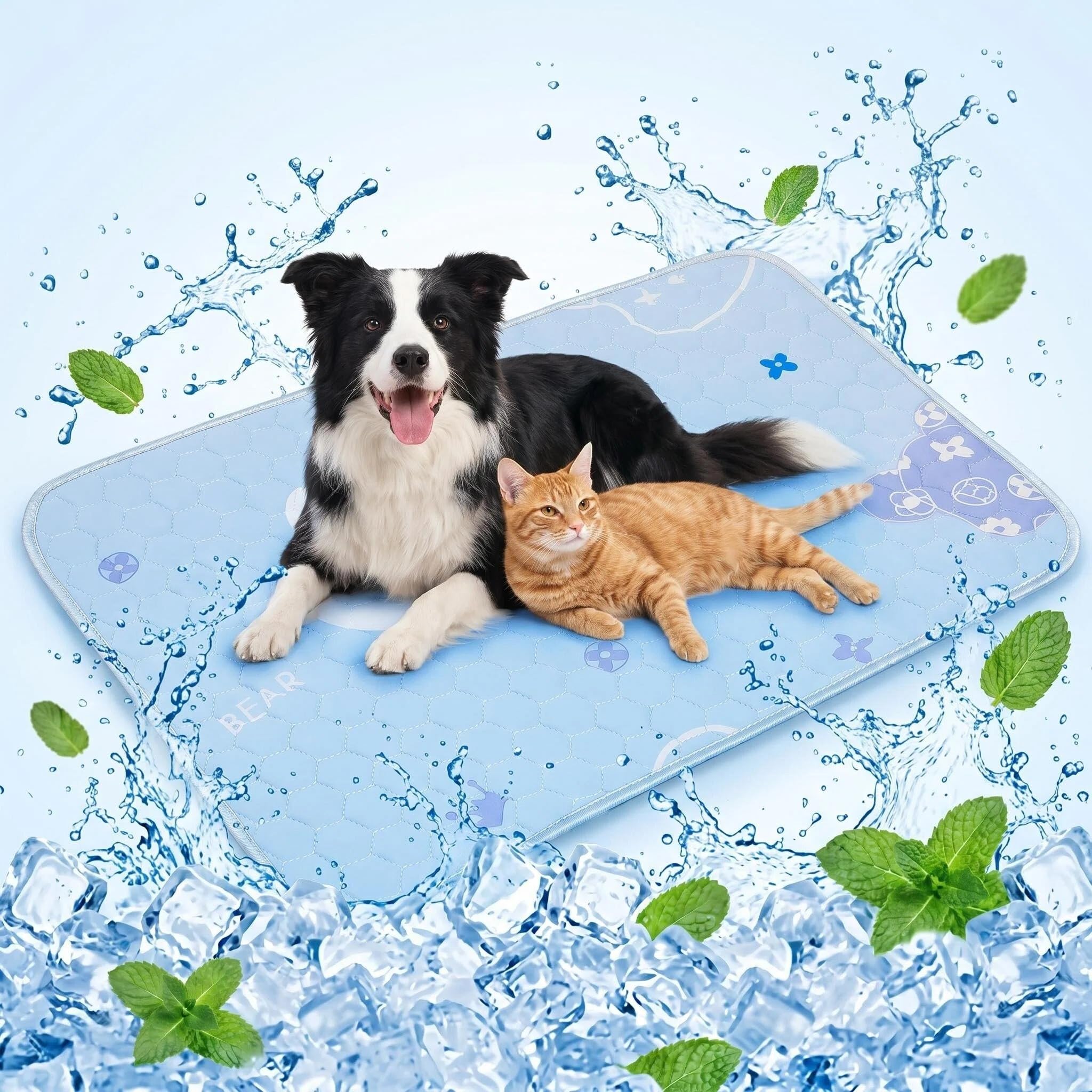 Durdiiy Dog & Cat Cooling Mat, 70 * 50cm Durable Leakproof Pet Cool Portable Washable Scratch-Resistant Pads Bed Mattress Self for Medium Dogs Cats Puppy in Hot Summer
