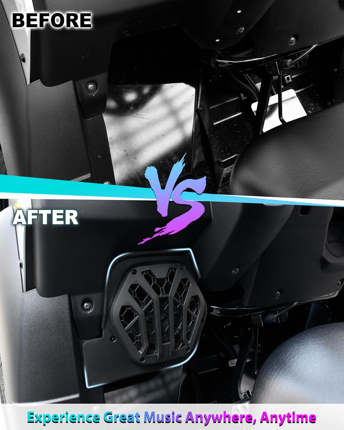 6.5" Under Dash Speaker Pods for Kawasaki Mule SX, Under Dash Kick Panel 6.5in Speaker Enclosures Bracket with Mesh Cover for Kawasaki Mule SX SE XC LE FE 2017-2026 Accessories (One Pair)