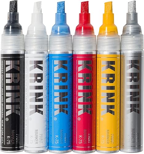 Miniatura 7 de Krink K-75 - Rotulador permanente de graffiti permanente para arte fino, opaco y azul cielo, punta de 0.276 in, a base de alcohol, lienzo, vidrio,