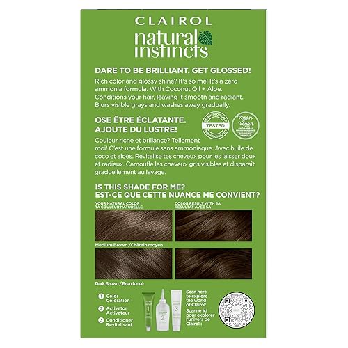 Vista 68 de Clairol Natural Instincts - Tinte para el cabello demi-permanente, color marrón medio (Medium Brown) 5, paquete de 1 unidad 4 Marrón oscuro,4