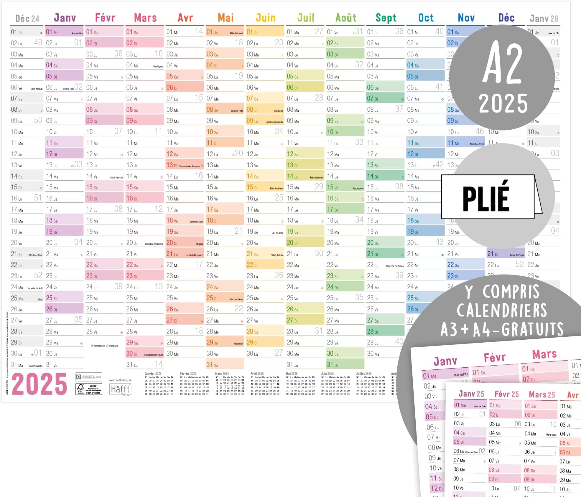 Quo Vadis - Lot de 10 Calendriers muraux - Français - Classic - Bleu ...