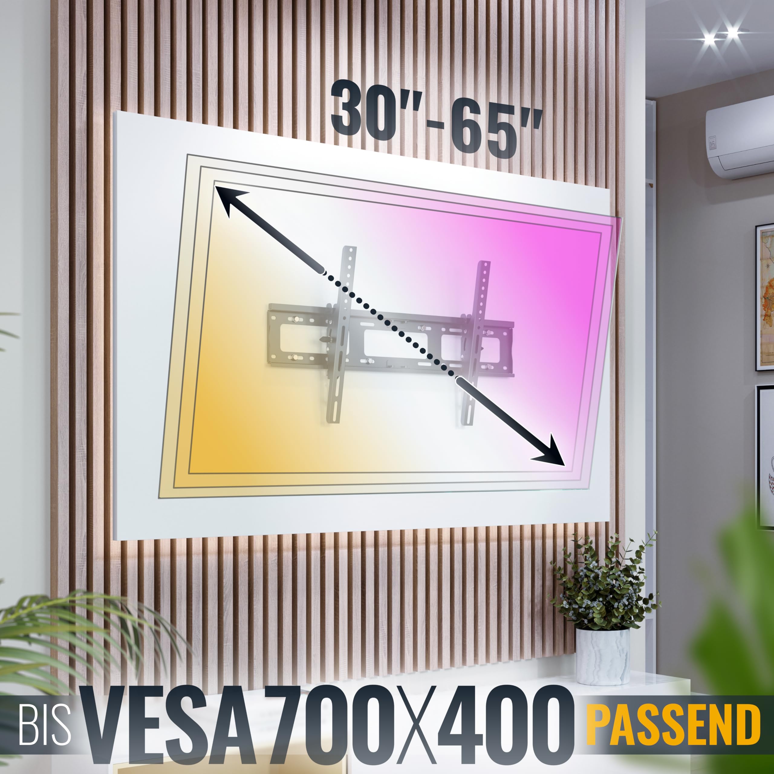 RICOO Supporto TV parete R17 Inclinabile Fisso Televisore 37”-75” 94-191 cm Staffa universale Televisione LED/LCD/Curvo VESA 300 x 200-600 x 400