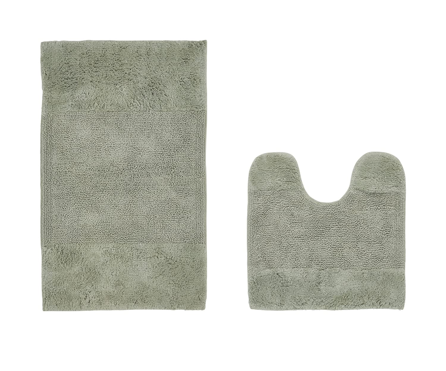 Better Trends Granada Collection, Pedestal Sink Bathroom Rug, 100% Tufted Cotton Bath Mat, Quick-Dry, Non-Slip, and Water Absorbent Bath Rug, 2 Piece Set (20" x 20" | 21" x 34") in Sage Bath Rug Set