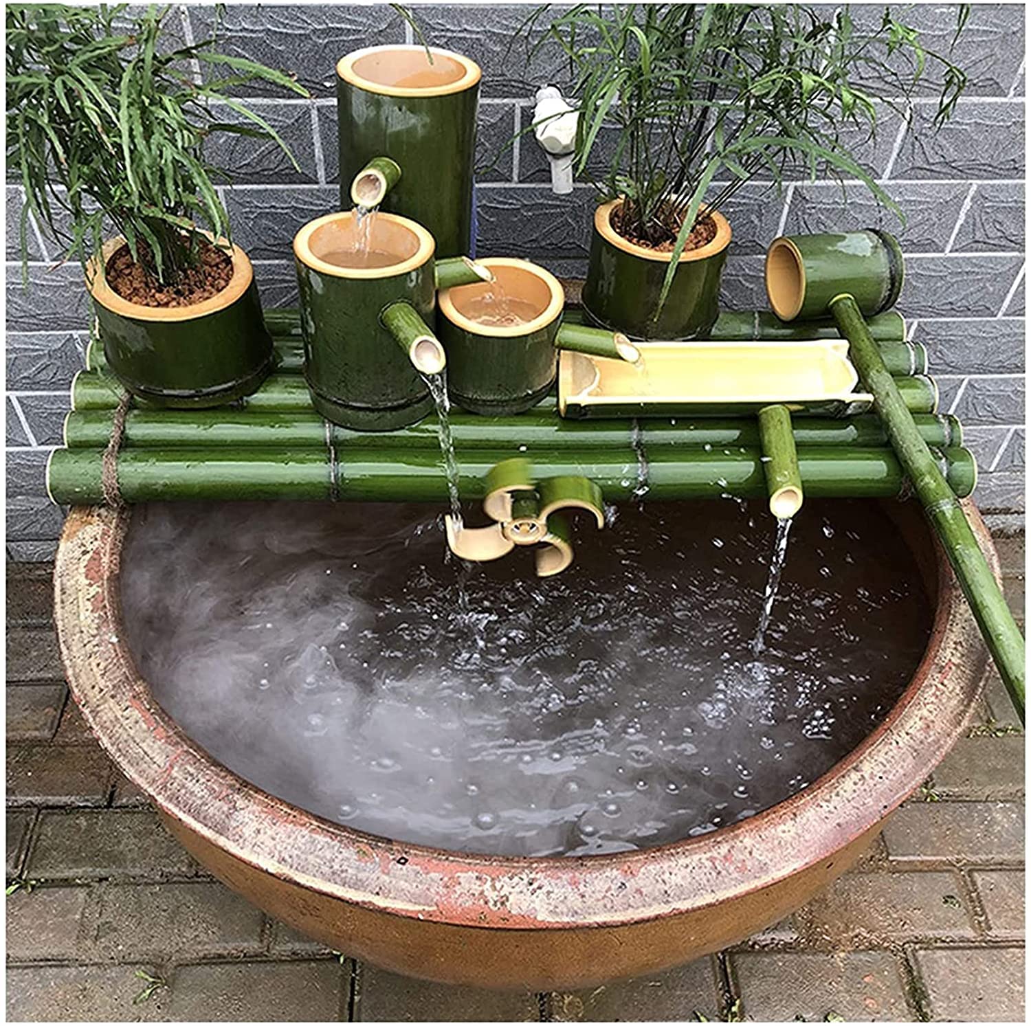 Fontana da Giardino, Fontana da Terrazza, Decorazioni in bambù per Interni/Esterni, Decorazioni per La Circolazione dell'Acqua Nell'Acquario, Ornamenti per Fontane da Gia(35CM)
