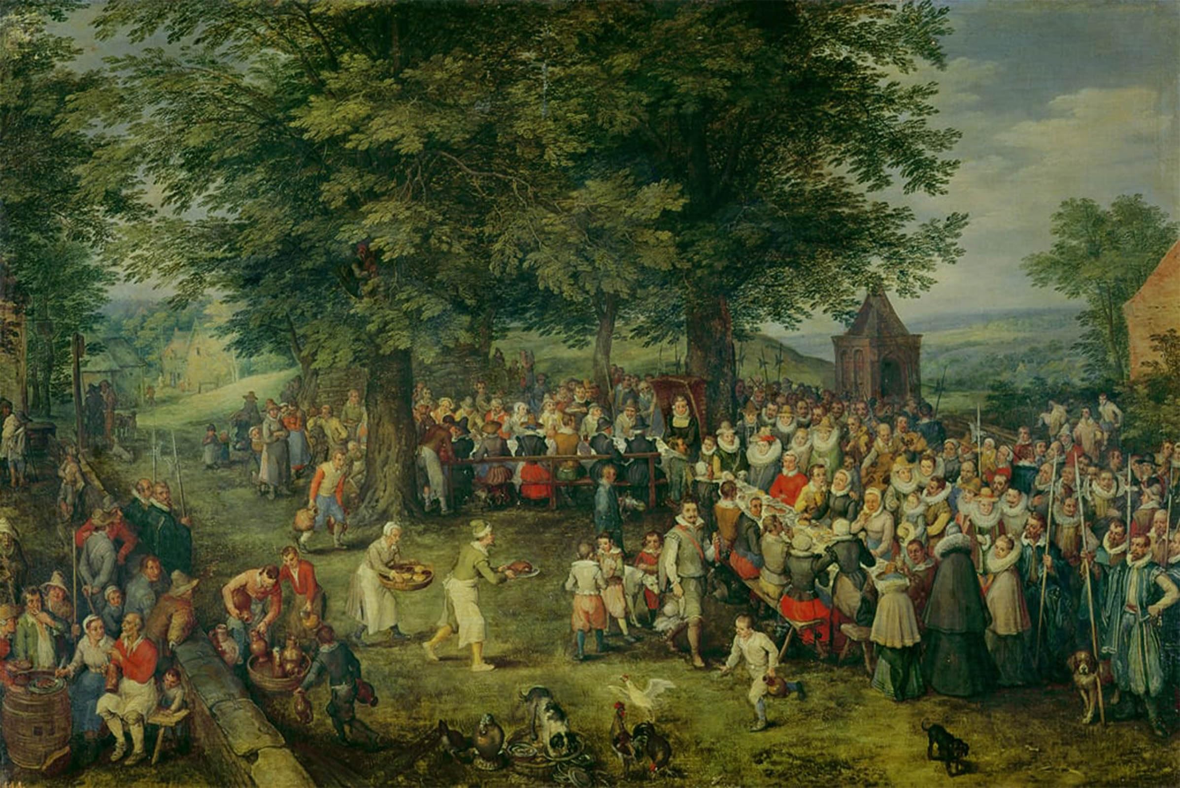 ARTXLXXBN Famous Painting Art Wall Decor Abstract Art Picture the Wedding Banquet by Jan the Elder Brueghel Animal Pictures for Home Decor 60x90cm