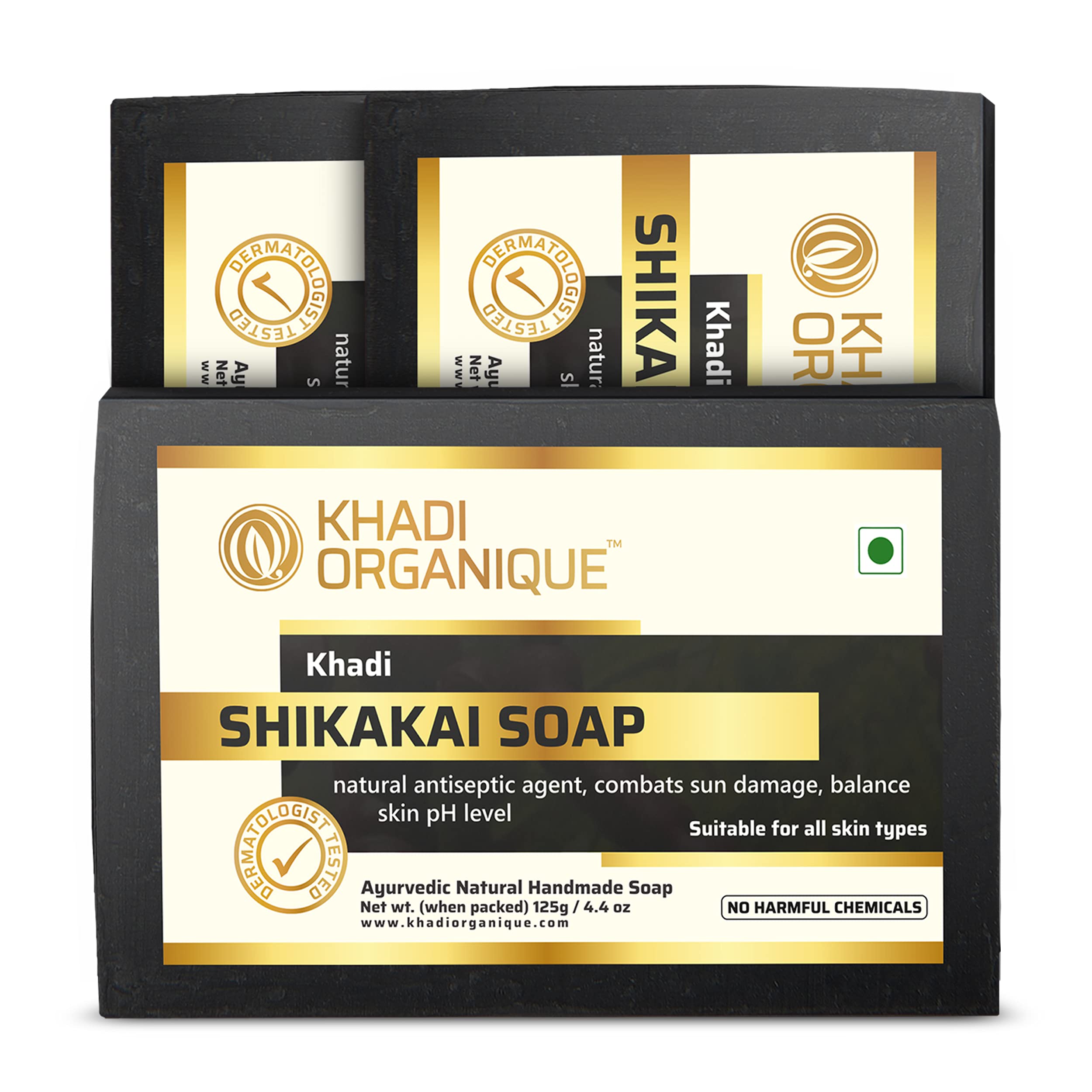 Khadi Organique Natural Herbal Shikakai Soap Pack of 3 (100% Handmade & Organic Soap)