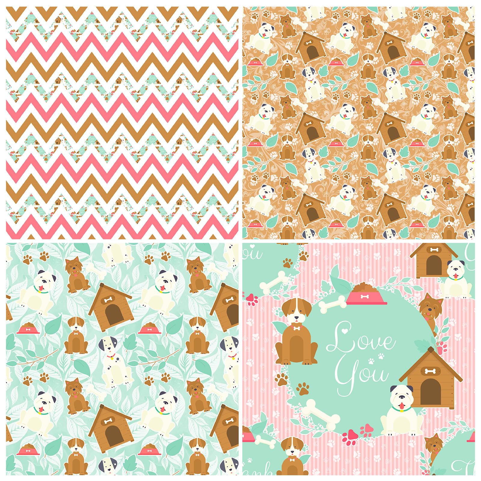 24 Blatt Welpen-Hunde Scrapbook Papier – 15,2 X 15,2 Cm, 12 Designs | Bastelpapier Für Karten, Alben & DIY