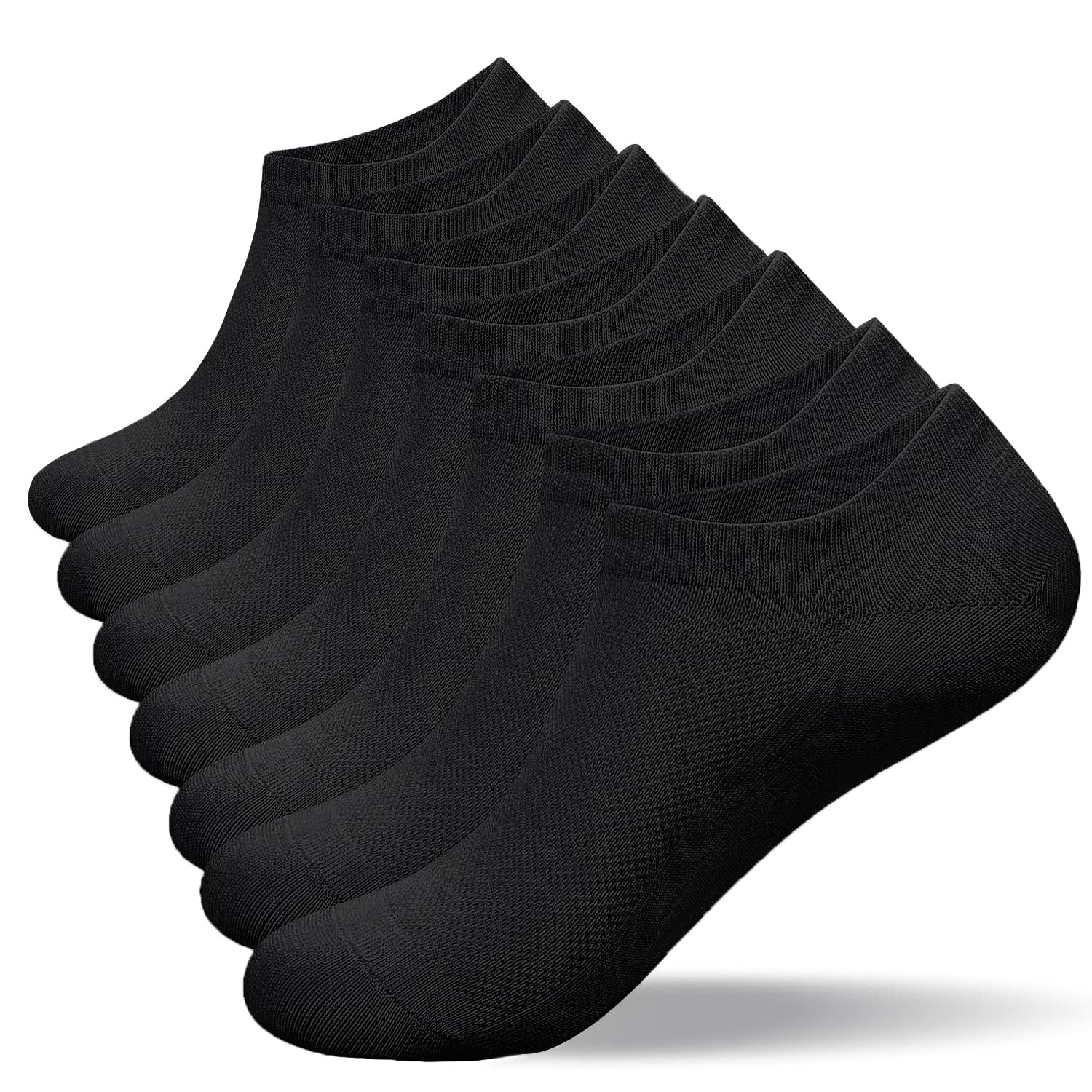 Hifen Men's Black Hifen® Invisible Low Cut No Show Trainer Socks Breathable Non-Slip Cotton Loafer Socks Multipack Of 6