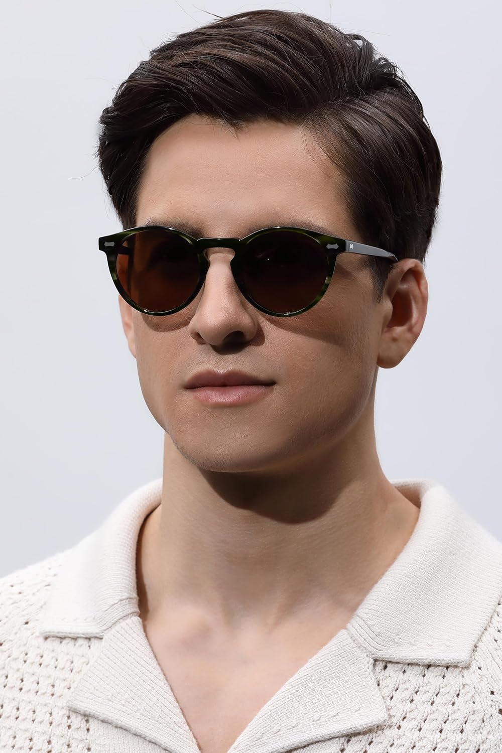 CARFIA Acetate Polarized Sunglasses for Men Retro Classic Round Shades - Image 2