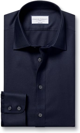 Charles Tyrwhitt Shirts for Men Twill Non-Iron Formal Dress Shirt Long Sleeve Cotton Shirt Slim Fit with Classic Collar