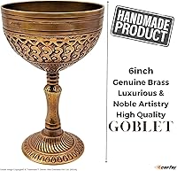Vista 2 de Copa de vino real de latón macizo, copa de vino real, hecha a mano, decoración medieval, cáliz gótico, paquete de 1 unidad (marrón antiguo)