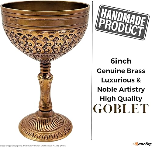 Miniatura 2 de Copa de vino real de latón macizo, copa de vino real, hecha a mano, decoración medieval, cáliz gótico, paquete de 1 unidad (marrón antiguo)