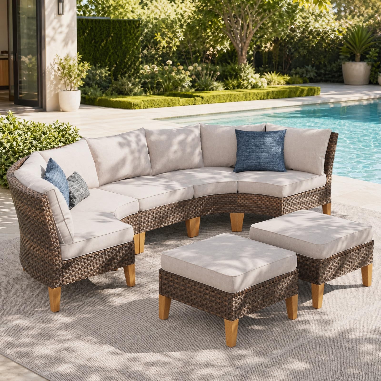 Amazon.com: Sophia & William Half Moon Patio Furniture Set 7 Piece